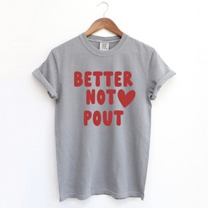 Simply Sage Market Women's Better Not Pout Bold Heart Short Sleeve Garment Dyed Tee - 1 of 3