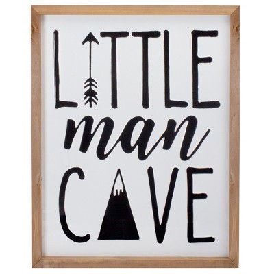 Northlight 18" White and Black Wooden Framed "Little Man Cave" Metal Sign Wall Decor