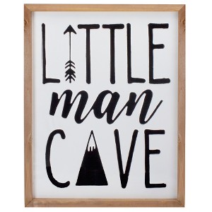 Northlight 18" White and Black Wooden Framed "Little Man Cave" Metal Sign Wall Decor - 1 of 4