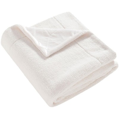 Contemporary Marshmallow White Faux Fur Throw Blanket 50" x 60"