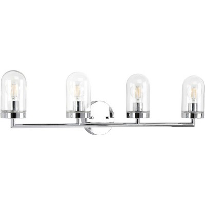 Polished Chrome 4-Light Bath Vanity with Clear Glass Shades