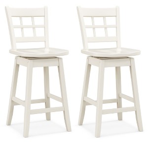 Tangkula 2PCS 24.5 Inch Counter Height Bar Chairs Swivel Bar Stools w/ Hollow Backrest - 1 of 4