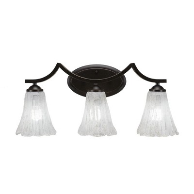 Toltec Lighting Zilo 3 - Light Vanity in  Dark Granite with 5.5" Fluted Italian Ice Shade