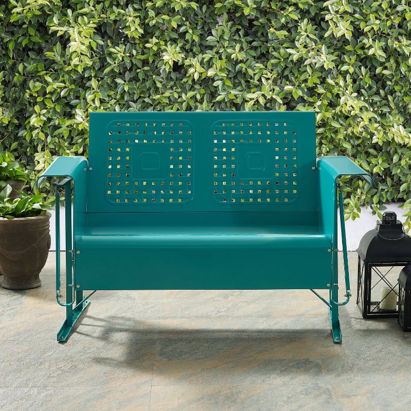 Bates Outdoor Loveseat Glider - Turquoise Gloss - Crosley, 4 of 15