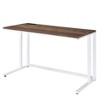 NicBex C-Shaped Writing Desk Minimalist Computer Table with Metal Frame&USB Port,Home Office Desk for Study&Living Room,Home Workstation,Walnut/White - 2 of 4