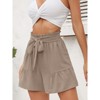 Women's High Waist Shorts - Elastic Waist with Belt Loose Fit Vacation Beach Shorts - 3 of 4