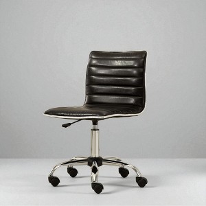 Mshliw Modern Faux Leather Mid-Back Adjustable Swivel Office Chair with Air Lift Height Control and Rolling Wheels, Chrome Base, Dining Chair - 1 of 4