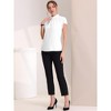 INSPIRE CHIC Women's Mock Neck Pleated Elegant Office Solid Cap Sleeve Blouse - 4 of 4