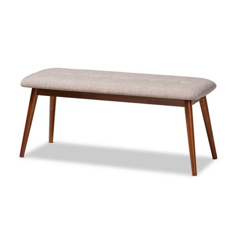 Flora Bench Light Gray/brown - Baxton Studio: Upholstered Rubberwood ...