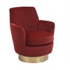 360° swivel upholstered armchair, comfortable reading chair for bedroom, with barrel design and gold stainless steel base - 2 of 4