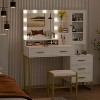 Makeup Vanity and Stool, Vanity Desk with Mirror and Lights, Makeup Table with Charging Station - 2 of 4