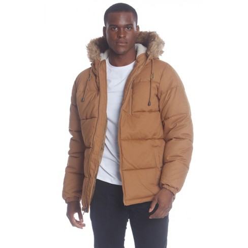 Mens puffer hot sale fur jacket