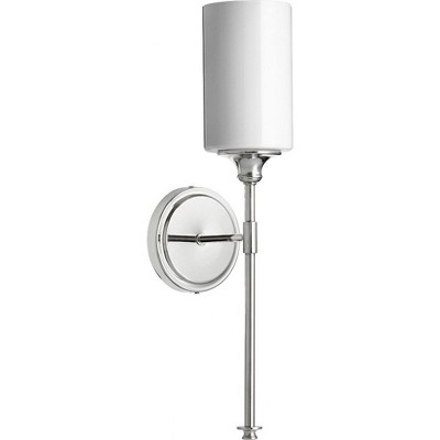 Quorum Lighting Celeste Glass Wall Sconce, 1 Light, Polished Nickel, 4.75W x 19H x 6.25D, Damp Rated