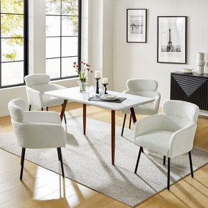 Curt Boucle Elevated Backrest Dining Chair with Metal Legs Set of 4 | Artful Living Design - 1 of 4