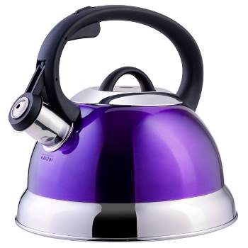 Elitra Stove Top Whistling Fancy Kettle - Stainless Steel Tea Pot with  Ergonomic Handle - 2.7 Qt / 2.6 L - Satin 