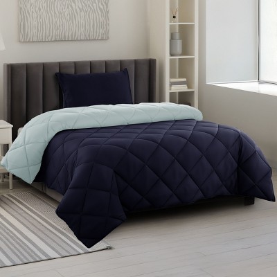 Reversible Comforter Set with Matching Pillowcases 3Pc Down Alternative Ultra Soft Solid Microfiber Comforters Durable Bedding - Lux Decor Collation