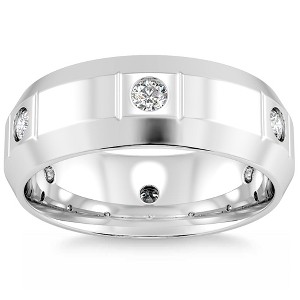 Pompeii3 Men's 3/4Ct Round Cut Diamond Polished 8mm Wedding Ring Gold Lab Created - 1 of 4