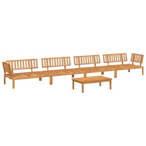vidaXL Patio Pallet Sofa Set 5 Piece Outdoor Conversation Set Modular Design - Solid Acacia Wood, Brown Dark - for Garden, Patio, Terrace - 1 of 4