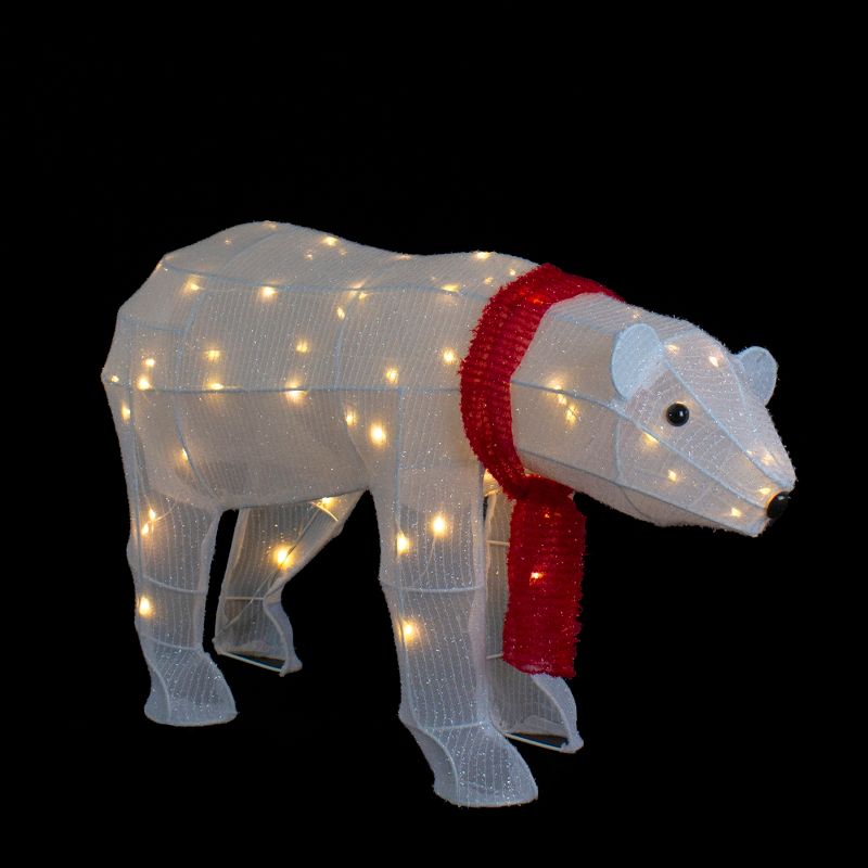 Northlight 32" LED Lighted Tinsel Polar Bear Outdoor Christmas Decoration, 3 of 9