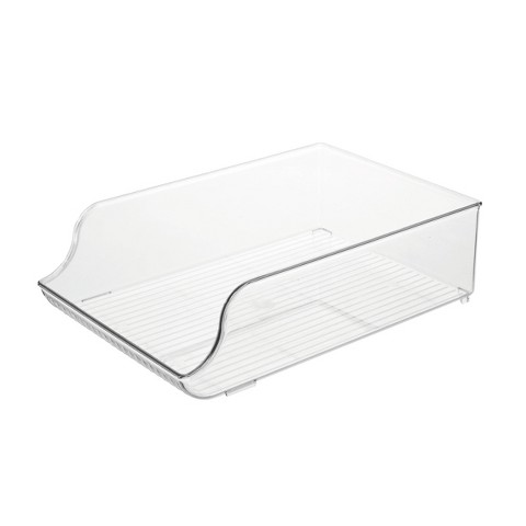 iDESIGN Recycled Plastic Freezer and Refrigerator Organizer Bin Water Bottle Holder Clear: Kitchen Storage, 14"x9"x4"