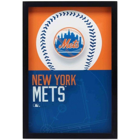 MLB New York Mets Baseball Logo Glass Framed Panel