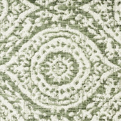 Olive and Ivory Moroccan Damask Indoor/Outdoor Rug