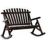 Outsunny Wooden Rocking Chair, Indoor Outdoor Porch Rocker with Slatted Design, High Back for Backyard, Garden