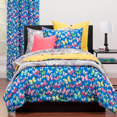 Brilliant Blue Butterfly Polyester Kids' Curtain Panel