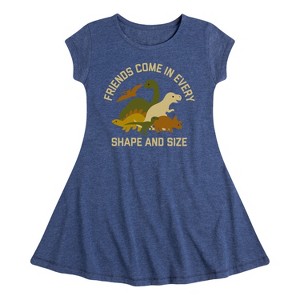 Girls' - Instant Message - Dinosaur Fit & Flair Cap Sleeve Graphic Dress - 1 of 4