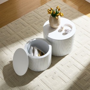 Kumasinova Set of 2 Round Coffee Table ,MDF Nesting Coffee Table with Storage,Center Table for Living room,Lounge Area,Bedroom - 1 of 4