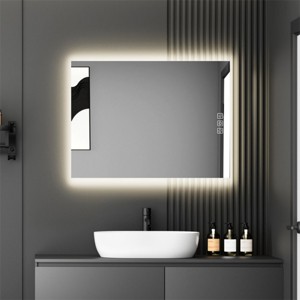 ChicFurnit Bathroom Vanity Mirrors Rectangle Frame Wall Mirror Anti Fog Mirror Decorative Wall Mirrors for Bathroom, Silver, 32"*5"*24" - 1 of 4