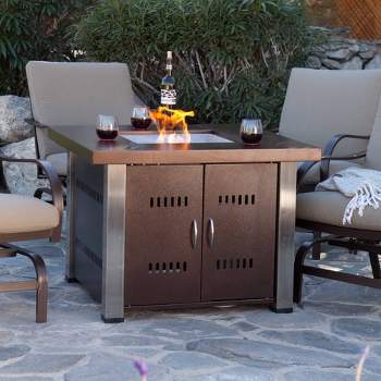 Square Powder Coated Steel Propane Fire Pit - Brown - AZ Patio Heaters