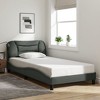 vidaXL Twin XL Bed Frame with Colorful LED Lights - Dark Gray, Breathable Fabric, Plywood Slats, Elegant Waved Design, Supportive Headboard Cushion - 3 of 4