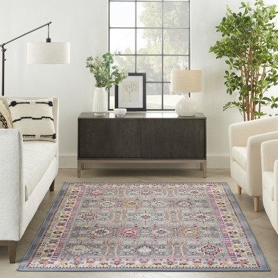 Gray and Multicolor Geometric 8' x 10' Synthetic Area Rug