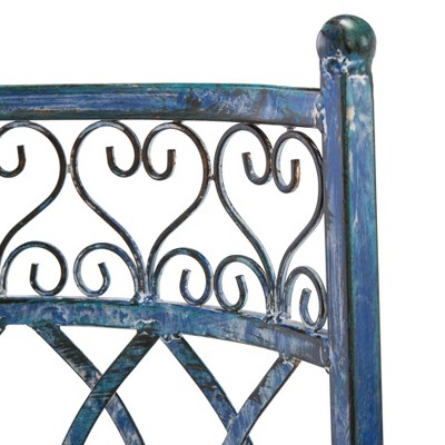 Antique Blue Iron Victorian Kissing Garden Bench
