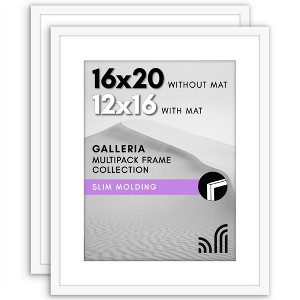 Americanflat 16x20 Picture Frame with Polished Plexiglass - Set of 2 - Use as 12x16 Frame with Mat or Display 16x20 Photo Without Mat - Galleria - 1 of 1