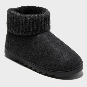 dluxe by dearfoams Women's Bella Felted Bootie with Knit Cuff Slippers - 1 of 4