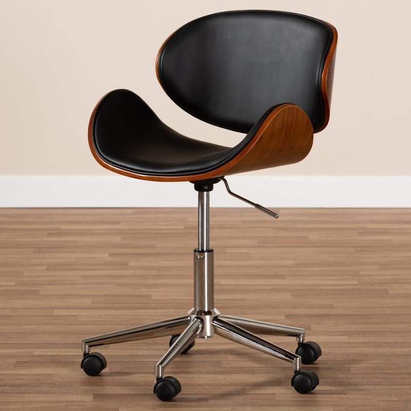 Ambrosio Faux Leather Upholstered Chrome Finished Metal Adjustable Office Chair Black - BaxtonStudio, 6 of 12