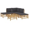 vidaXL Garden Lounge Set Dark Grey Bamboo and Polyester Medium Modular - 3 of 4