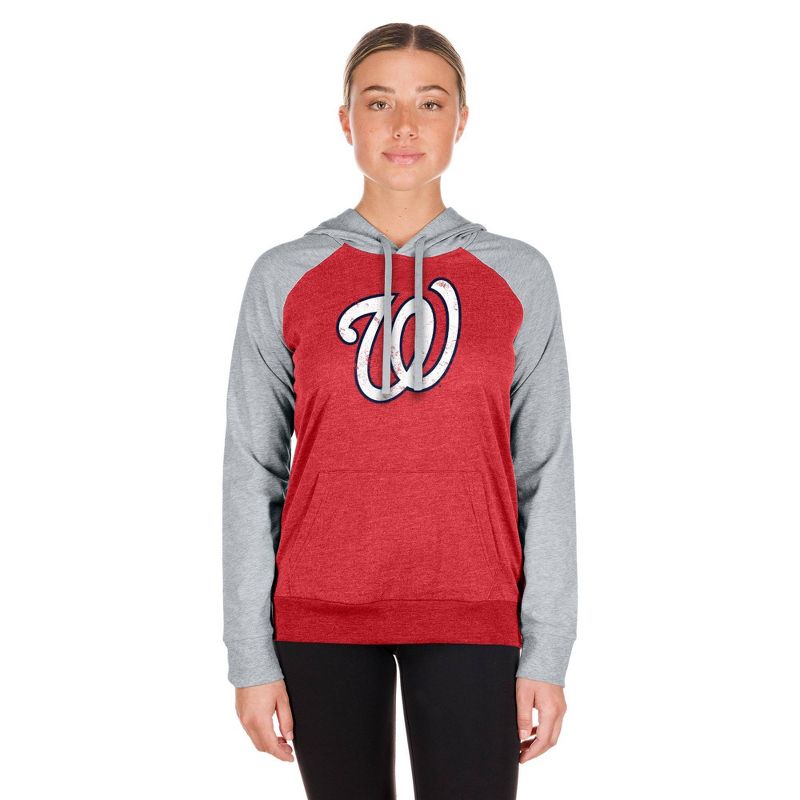 MLB Washington Nationals Women&#39;s Lightweight Bi-Blend Hooded Sweatshirt, 5 of 7