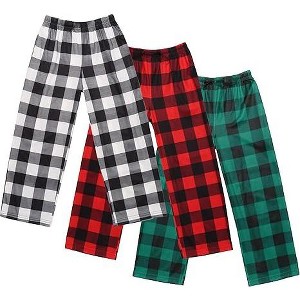 Ekouaer Boys Pajama 3 Pack Sleep Pants - Soft Elastic Waist Kids Plaid Lounge Bottoms With 2 Pockets - 1 of 4