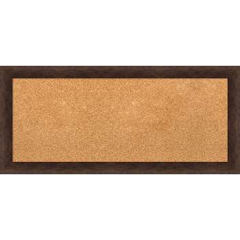 33"x15" Narrow Wood Frame Natural Cork Board Warm Walnut - Amanti Art