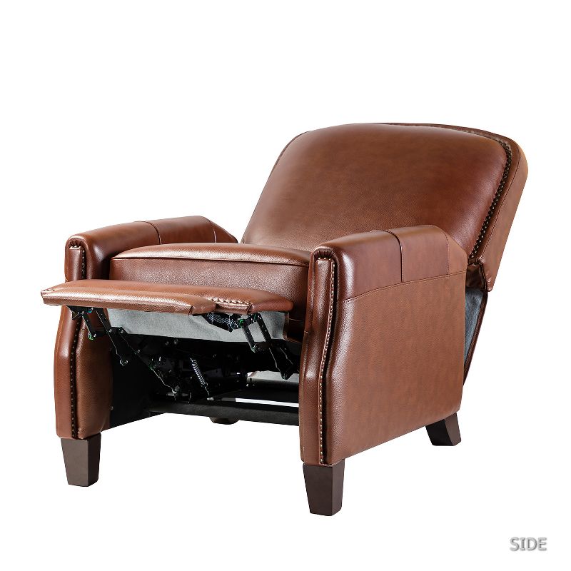 Deborah Modern Wooden Upholstery Modern Genuine Leather Recliner with Nailhead Trim for Living Room and Bedroom  | ARTFUL LIVING DESIGN, 5 of 11