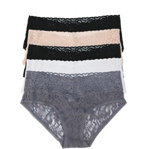 Felina Signature Stretchy Lace Low Rise Hipster 5-Pack | Panty - 1 of 3