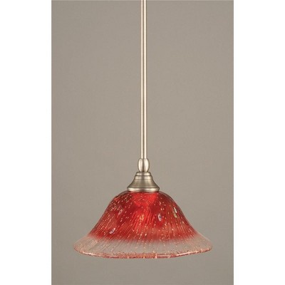 Toltec Lighting Any 1 - Light Pendant in  Brushed Nickel with 10" Raspberry Crystal Shade