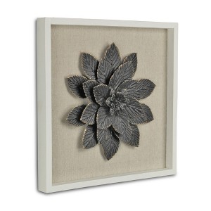 HomeRoots 12" X 13" Black And Gold Flower Wood and Metal Wall Decor - 1 of 4
