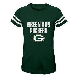 NFL Green Bay Packers Girls' Stripe Sleeve Fashion T-Shirt - 1 of 1