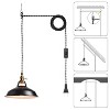 CLAXY Industrial Plug-in Pendant Light Black Barn Shade Adjustable Height - 2 of 4