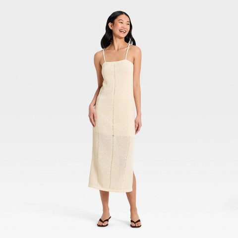 Женские платья A New Day Women's Midi Tape Yarn Sweater Dress - A New Day™ Cream L