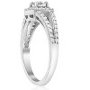 Pompeii3 7/8ct Cushion Halo Split Shank Diamond Engagement Ring 14k White Gold Solitaire - 2 of 4